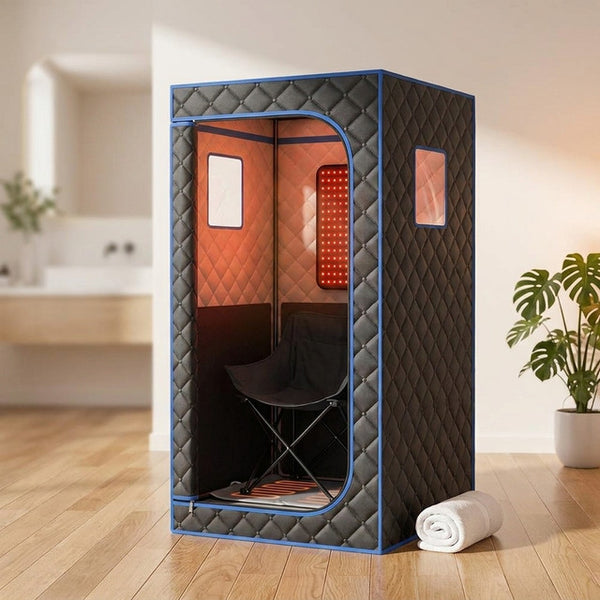1-Person Home Infrared Sauna Tent with 660Nm Red Light Therapy, Heating Foot Pad & Reinforced Chair — Studio Shot