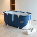 55In Portable Folding Bathtub for Bathroom, Hot Ice Bath Tub for 2 Person , Blue White