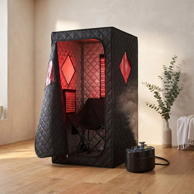 2In1 Portable Infrared Steam Sauna Full Body Relaxation with 660Nm Red Light Therapy 4L Steamer Folding Chair