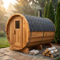 Outdoor Barrel Traditional Steam Cedar Wood Sauna with Wood Burning Stove